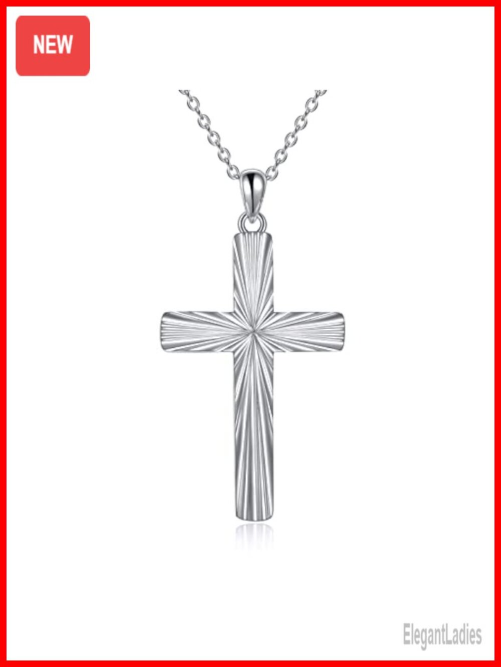 Sterling Silver Cross Pendant Necklace Origami Diamond-Cut 18+2"